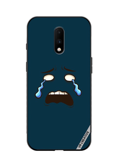 Protective Case Cover For OnePlus 7 Crying Face Design Multicolour