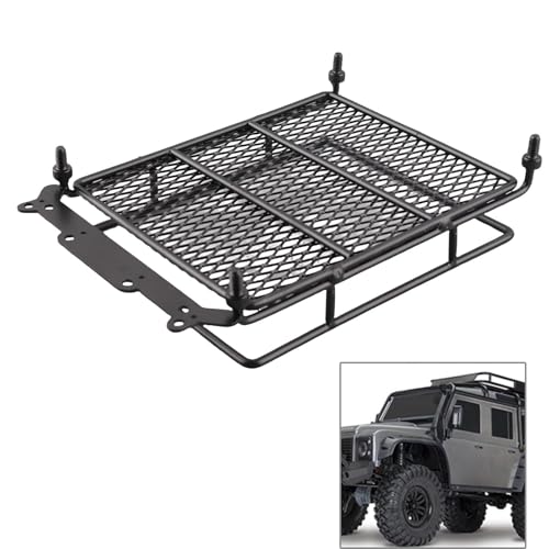 Dilwe RC Car Roof Rack, Middle Size Roof Rack Luggage Carrier with Quadrate LED Lights for SCX10 1/10 Remote Control Cars(4 White Light Color) Car Model Accessory - Image 4