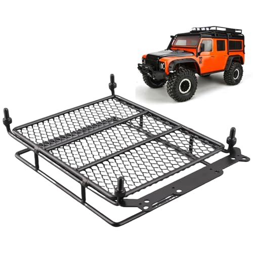 Dilwe RC Car Roof Rack, Middle Size Roof Rack Luggage Carrier with Quadrate LED Lights for SCX10 1/10 Remote Control Cars(4 White Light Color) Car Model Accessory - Image 2