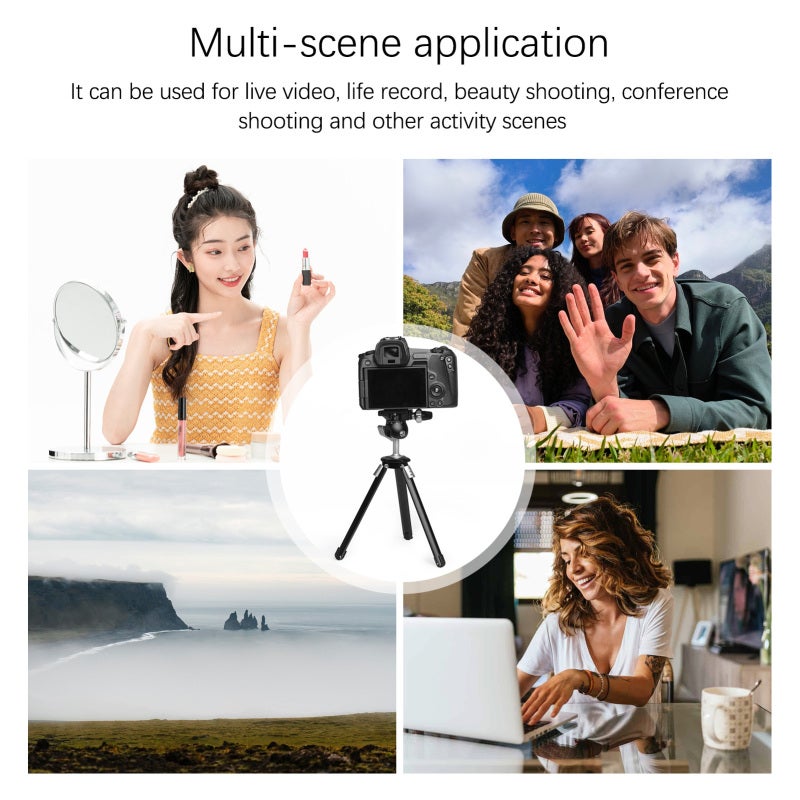 BAFANG Desktop Tripod Stand with 360° Panoramic Inverted Ballhead Full Metal 5kg/11lbs Load Capacity 3-Level Adjustable Height for Vlog Video Recording Accessories - Image 2