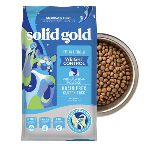 Solid Gold Weight Management Cat Food for Adults - Grain Free & Gluten Free Dry Cat Food Indoor & Outdoor Recipe for Healthy Weight w/Alaskan Pollock & Probiotics for Gut Health & Digestion - 3 LB - Image 1