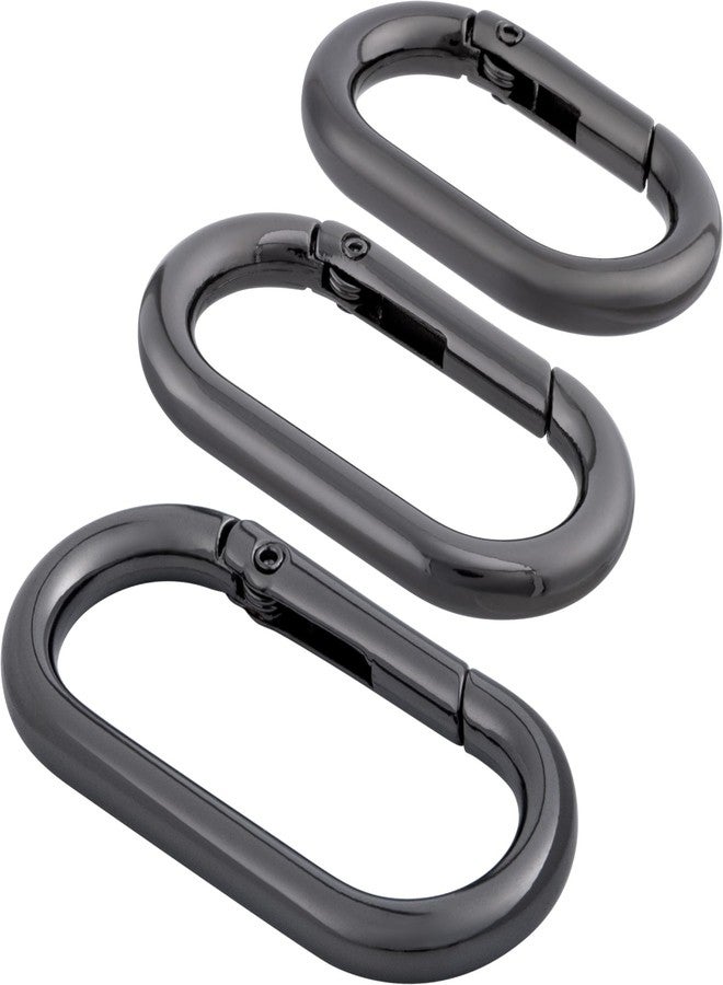 STSTR 3 PCS Oval Spring Ring Clips, Black Metal Keyring Purse Clip, Heavy Duty Opening O Ring Carabiner for Keychains, Buckle Clasp for Backpacks, Purse, Keys, Bag Strap (1.97"/1.73"/1.5") - Image 1