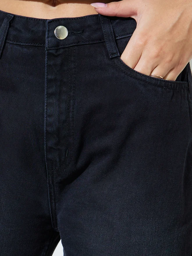 Styli black Styli Black High Rise Faded Wide Leg Jeans for Women | Best Price UAE