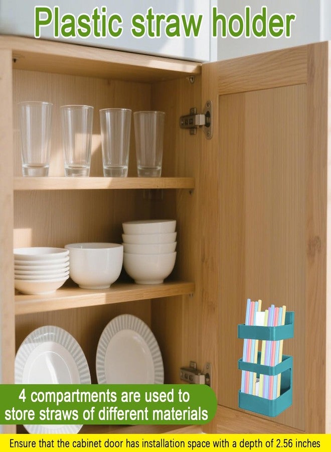 Frayot Straw Holder for Cabinet Door, Adjustable 2-Part Organizer with Dividers and Adhesive Tape, Straw Storage for Kitchen Cupboard (3Pack-Mix) - Image 3