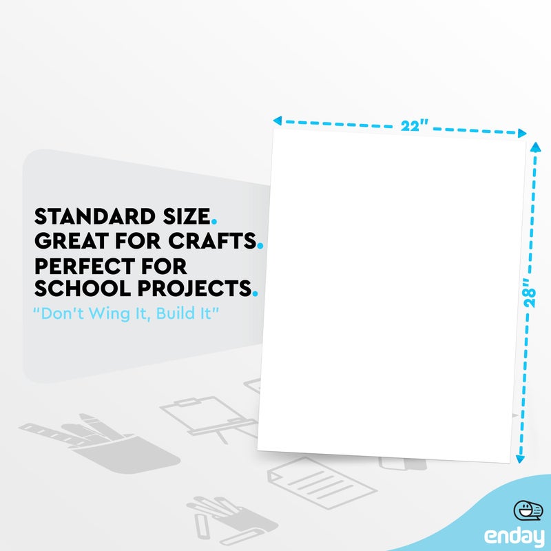 Enday White Poster Board 22x28 Poster Paper, Value Poster Boards Pack of 100 Sheets Posterboard, Large Poster Board Bulk for School Supplies Art Craft Project Presentation - Enday - Image 2