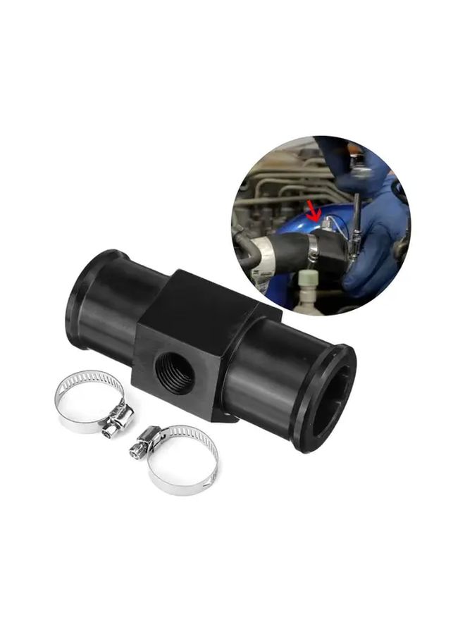 Water Cooled Liquid Temperature Sensor Adapter 30mm Aluminum Alloy Radiator Sensor Adapter with 2 Stainless Steel Hose Clamps for Motorcycle Car ATV Engine Accessories - Image 1