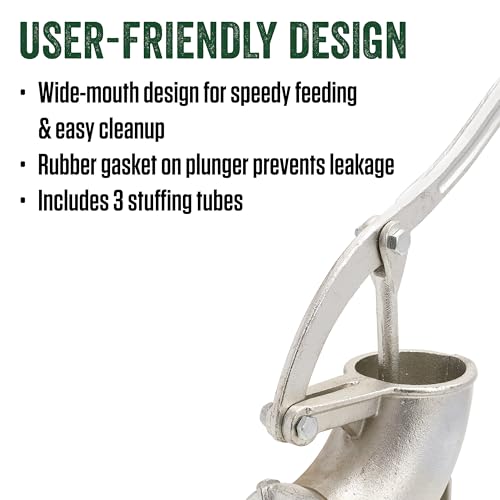 LEM 3 Lb Tinned Sausage Stuffer with Stainless Steel Stuffing Tubes - Image 3