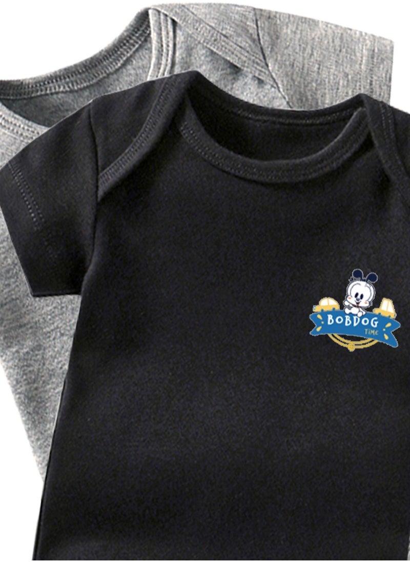 BOBDOG BOBDOG Unisex 100% Cotton Natural Comfort Infant Baby Bodysuit-Black  - Image 3