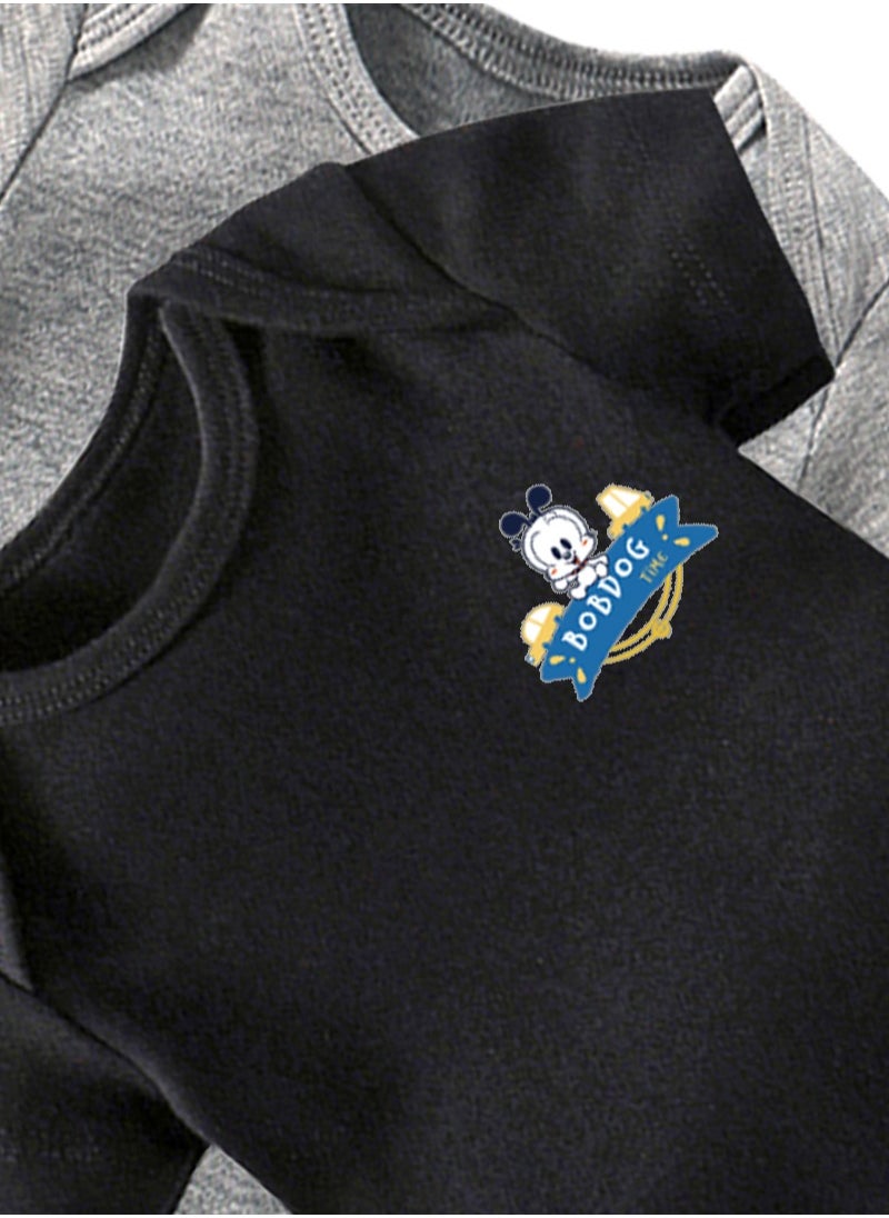 BOBDOG BOBDOG Unisex 100% Cotton Natural Comfort Infant Baby Bodysuit-Black  - Image 4