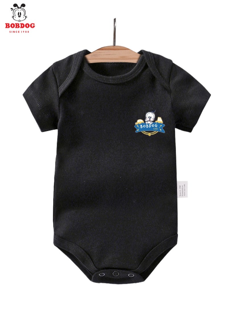 BOBDOG BOBDOG Unisex 100% Cotton Natural Comfort Infant Baby Bodysuit-Black  - Image 1