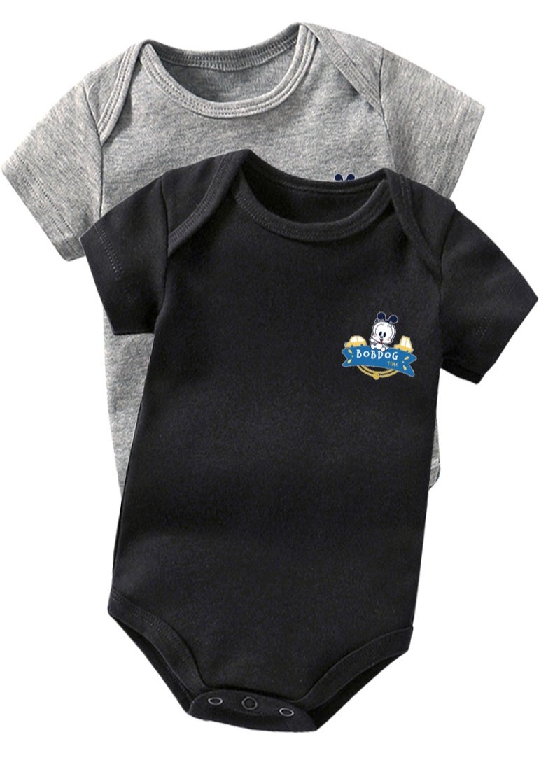 BOBDOG BOBDOG Unisex 100% Cotton Natural Comfort Infant Baby Bodysuit-Black  - Image 2