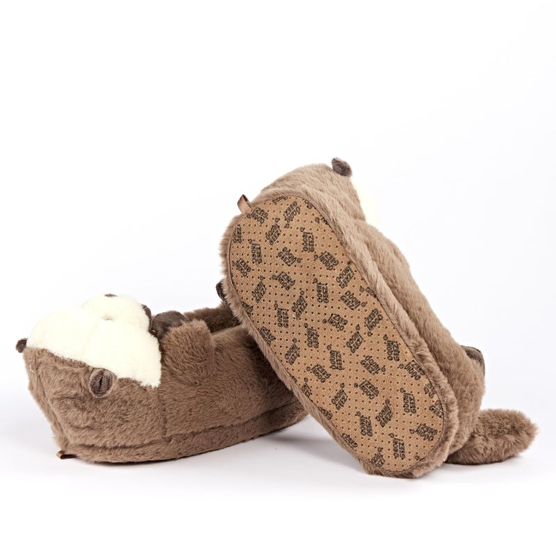 ooohyeah Otter Plush Slippers for Women, Funny Cozy Warm Slippers with Grippers, Abe the Otter, size 7-8 - Image 5