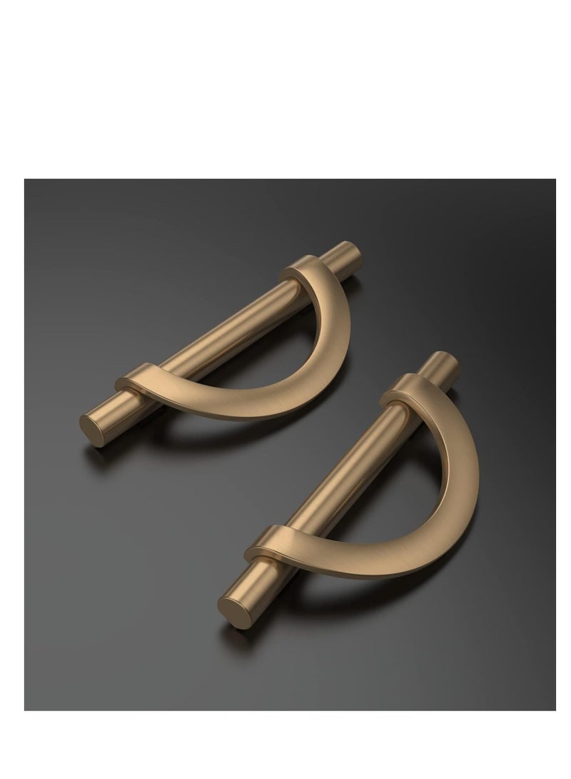 Set of 4 Champagne Bronze Cabinet Pulls 3.75 Inch Hole Centers Stylish Kitchen Handles for Cupboards and Drawers  - Image 2