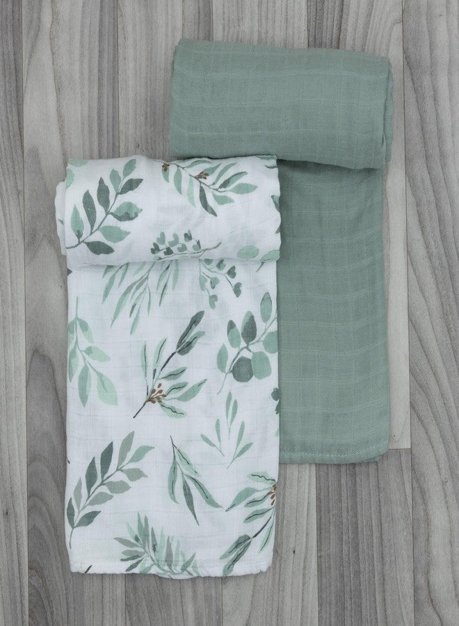 Pondering Pine Organic Baby Muslin Swaddle Blankets for Boy or Girl - Eucalyptus Leaves and Sage Swaddling Blanket 2 Pack - Soft Muslin, XLarge and Breathable, Boho Baby, 47" X 47" - Image 3