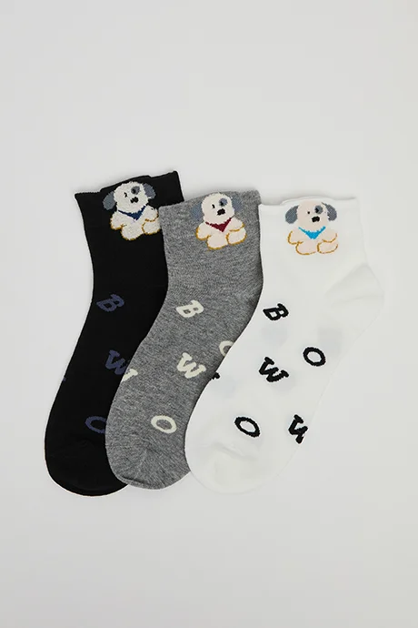 R&b 3 Pack Patterned Crew Socks