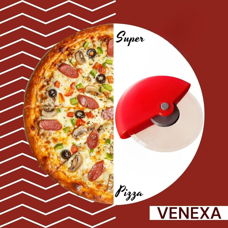 VENEXA Premium Pizza Cutter Smooth Rolling Blade Ideal for Cutting PizzaSandwichBreadsBurgerParatha Rotating Slicer Strong Handle Multipurpose 1 Pcs - Image 5