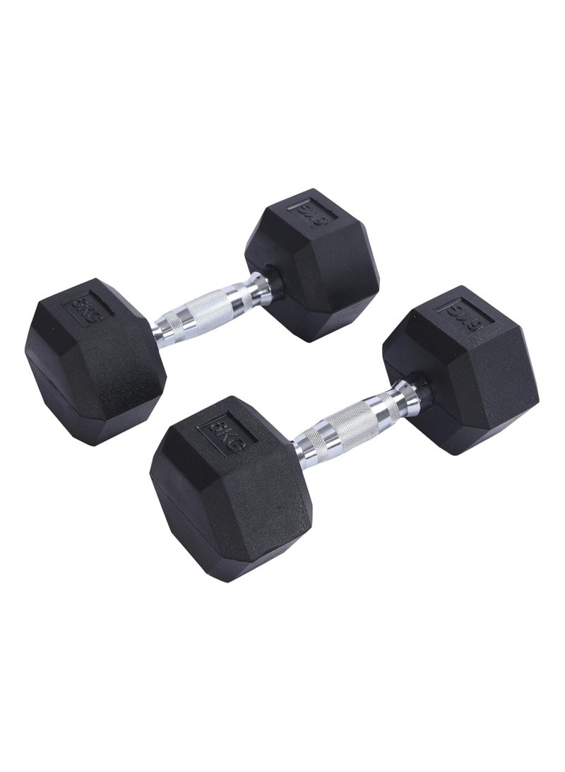 ENDLESS  Endless Pair of 6 kg (2 x 13 lbs) Hexagon Rubber Coated Dumbbell | Black | Material: Iron and Rubber | Perfect for Bodybuilding, Fitness, Weight Lifting and Training at Home or Gym - Image 1