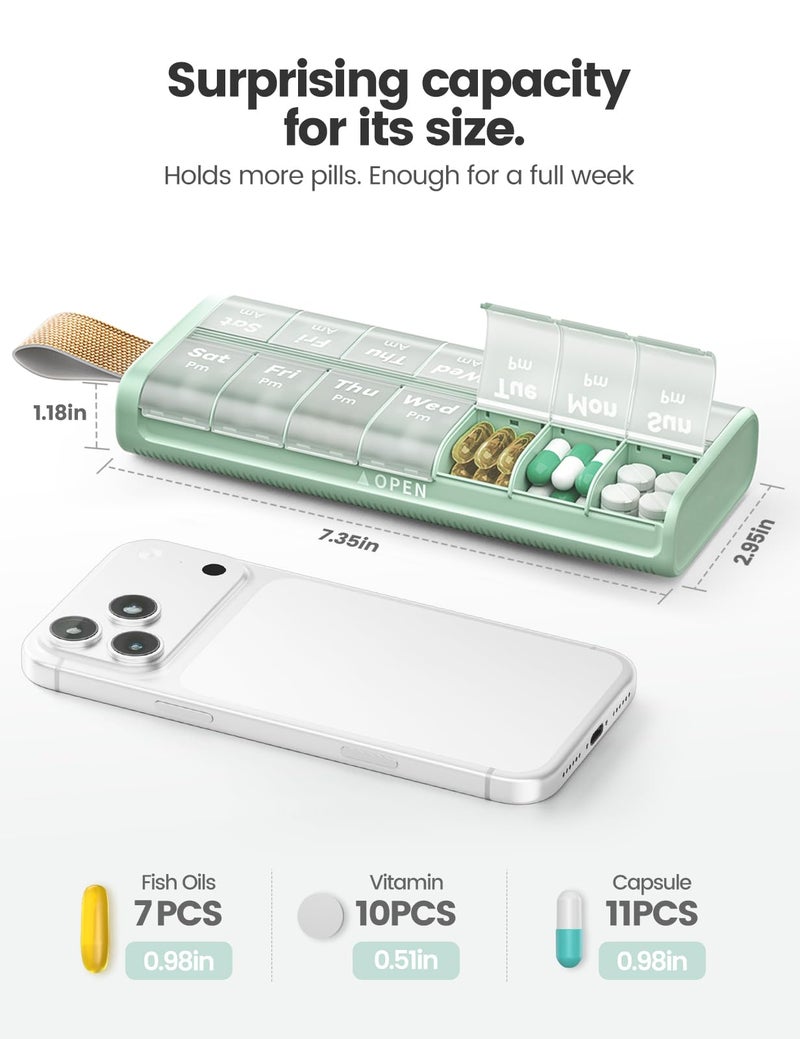Ideerfit AM PM Pill Organizer 7 Day, 2 Times a Day Weekly Pill Box with Moisture-Proof Desiccant, Compact Easy-Open Medicine Case for Vitamins, Supplement - Image 4