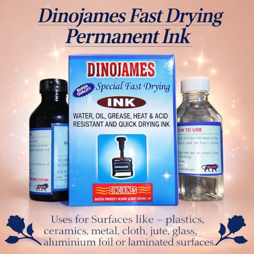 Dinojames Permanent Ink for Batch Coding Machine – 100ml (Pack of 2) | Black Ink for MRP, Batch No., Expiry Date Printing | Fast Dry, Smudge Resistant - Image 5