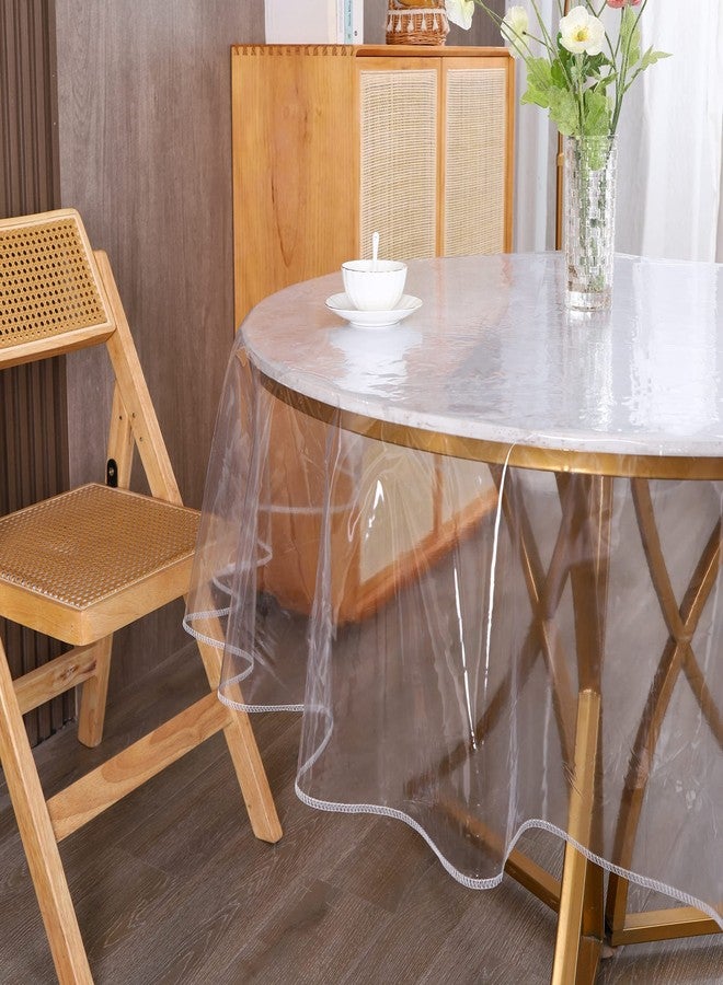Walrus Clear Round Plastic Tablecloth Protector Waterproof Oil-Proof PVC Table Cloth Stain-Resistant Wipeable Table Cover for Round Table（60" Round） - Image 5