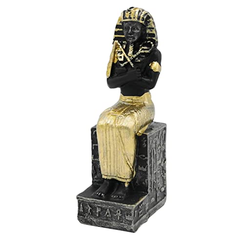 Kocris Casa Reptile Tank Decorations Aquarium Egyptian Pharaoh Betta Fish Tank Statues Figurine Sculpture Ancient Egypt Turtle Lizard Spider Tanks Terrarium Décor Ornament Pet Gold - Image 1