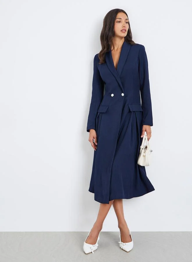 ستايلي فستان ميدي بليزر بأكمام طويلة