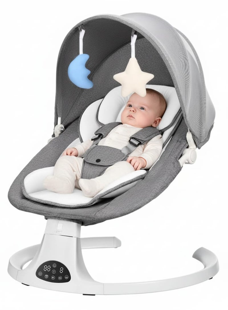 إبسون كرسي هزاز كهربائي للأطفال، مقعد هزاز للرضع بـ 5 سرعات، 8 تهويدات، يعمل بالبطارية أو المحول، مع جهاز تحكم عن بعد - Image 1