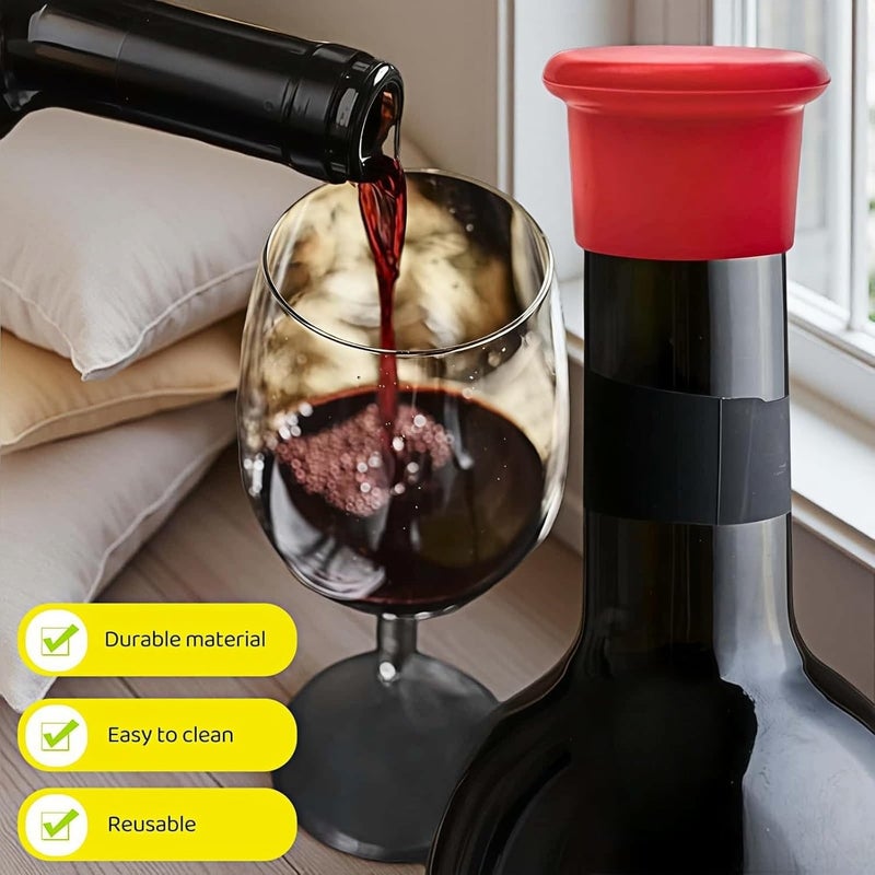 RyanDesign 8-Pack Vibrant Silicone Wine Stoppers - Reusable, Airtight Champagne & Beer Bottle Sealer - Leakproof Beverage Savers for Wine, Sparkling Drinks, Soda (Multi-Color) - Image 3