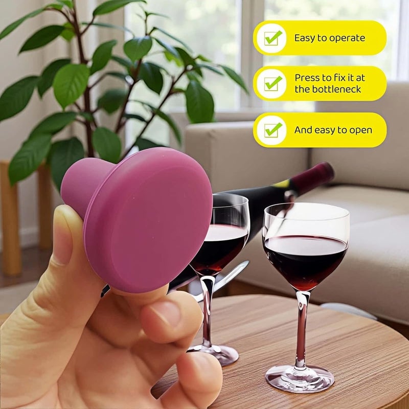 RyanDesign 8-Pack Vibrant Silicone Wine Stoppers - Reusable, Airtight Champagne & Beer Bottle Sealer - Leakproof Beverage Savers for Wine, Sparkling Drinks, Soda (Multi-Color) - Image 2