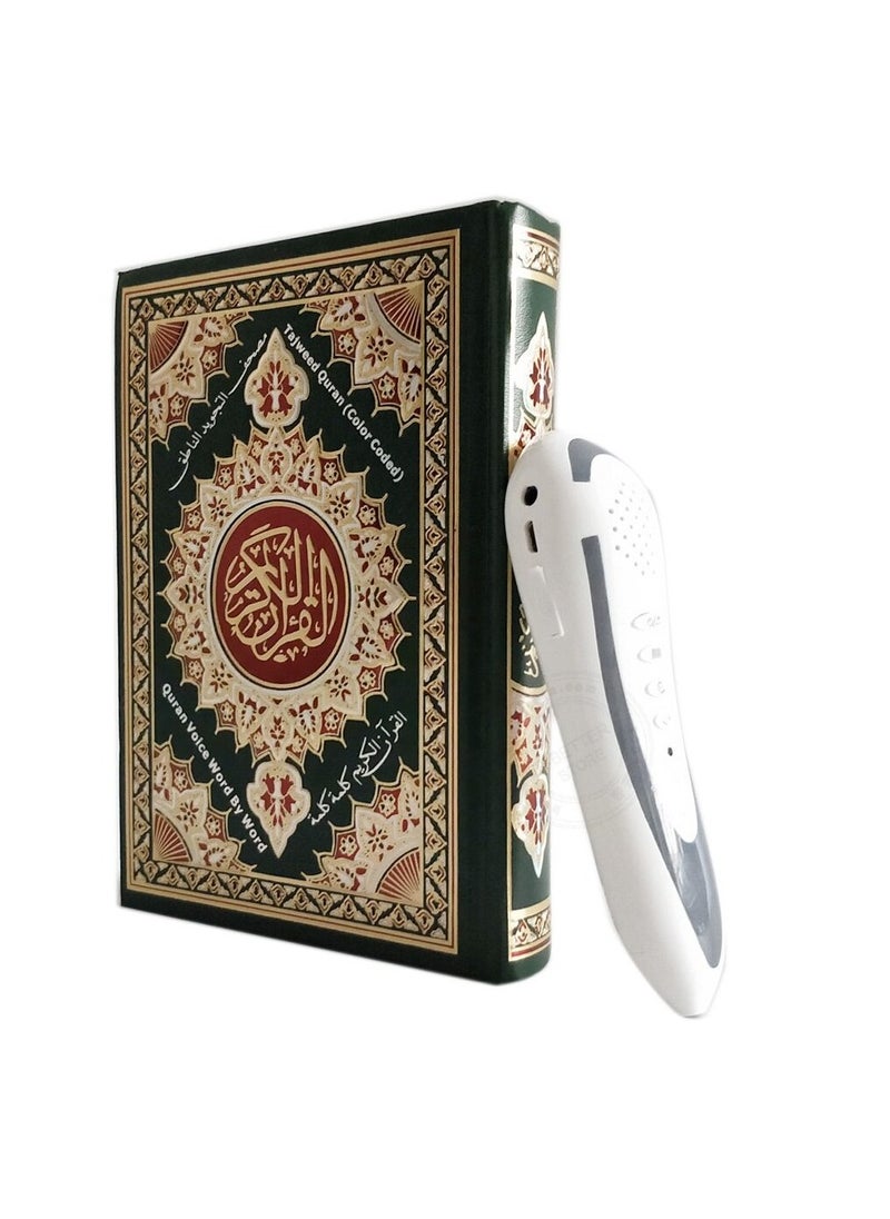 Word by Word Quran Reading Pen, 19CM Book Size, Inside 10 Reciters Voices / 6 Languages With Extra Books