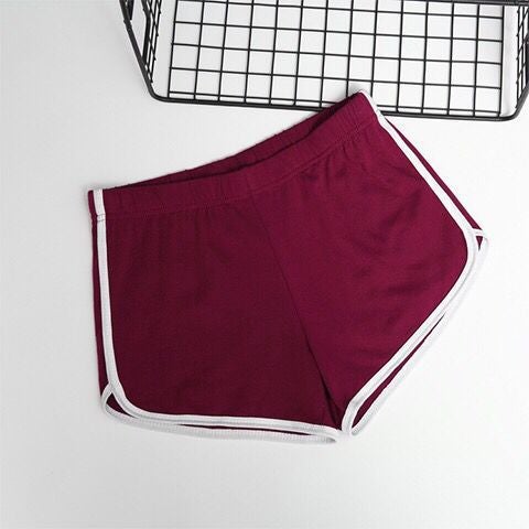 Sports Shorts Womens Summer Casual Solid Color Three-point Pants Korean Style Fashion Yoga Beach Pants Candy Color Hot Pants Wide Legs Red 