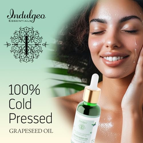 Indulgeo Essentials Cold Pressed Grapeseed Oil For Skin Tightening, Acne & Hair Growth| Ideal for Men & Women- 30ml - Image 2