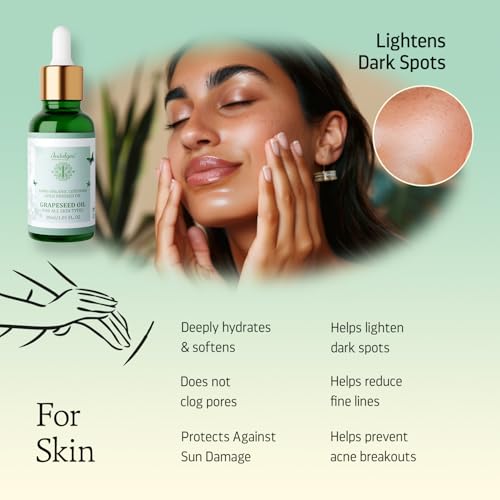 Indulgeo Essentials Cold Pressed Grapeseed Oil For Skin Tightening, Acne & Hair Growth| Ideal for Men & Women- 30ml - Image 5