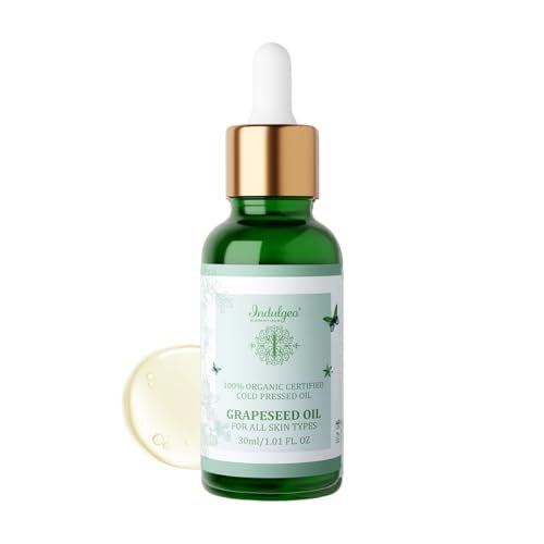 Indulgeo Essentials Cold Pressed Grapeseed Oil For Skin Tightening, Acne & Hair Growth| Ideal for Men & Women- 30ml - Image 1