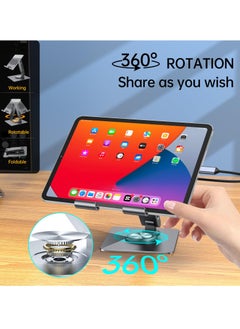 Excefore Laptop Docking Station for iPad Pro Mini Air Galaxy Tab, Adjustable 7-in-1 USB C Hub for iPad Stand, 360°Rotatable iPad Stand, 12.9 inch 4K HDMI USB 3.0 PD 100W 3.5mm Audio SD/TF Card Reader  - Image 4
