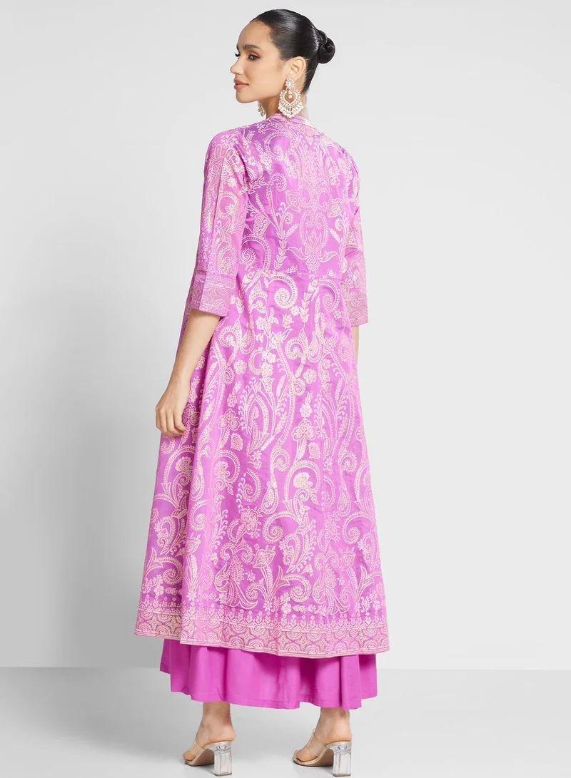 Biba Mettalic printed Jacket with inner set