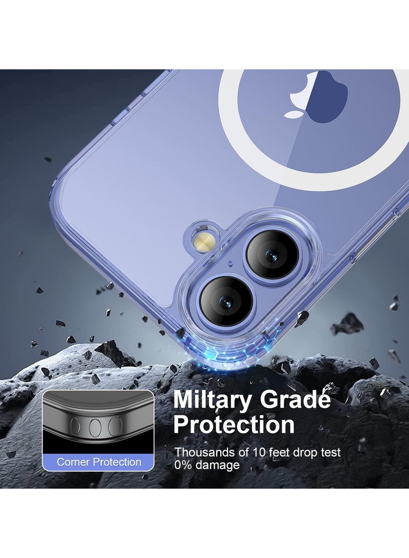 Package 3 in 1 For iPhone 16 Plus, Clear Case with Screen Protector & Lens Protector, Compatible with Magsafe, High-Grade Protection & Anti-Yellowing, Magnetic Case for iPhone 16 Plus, Transparent