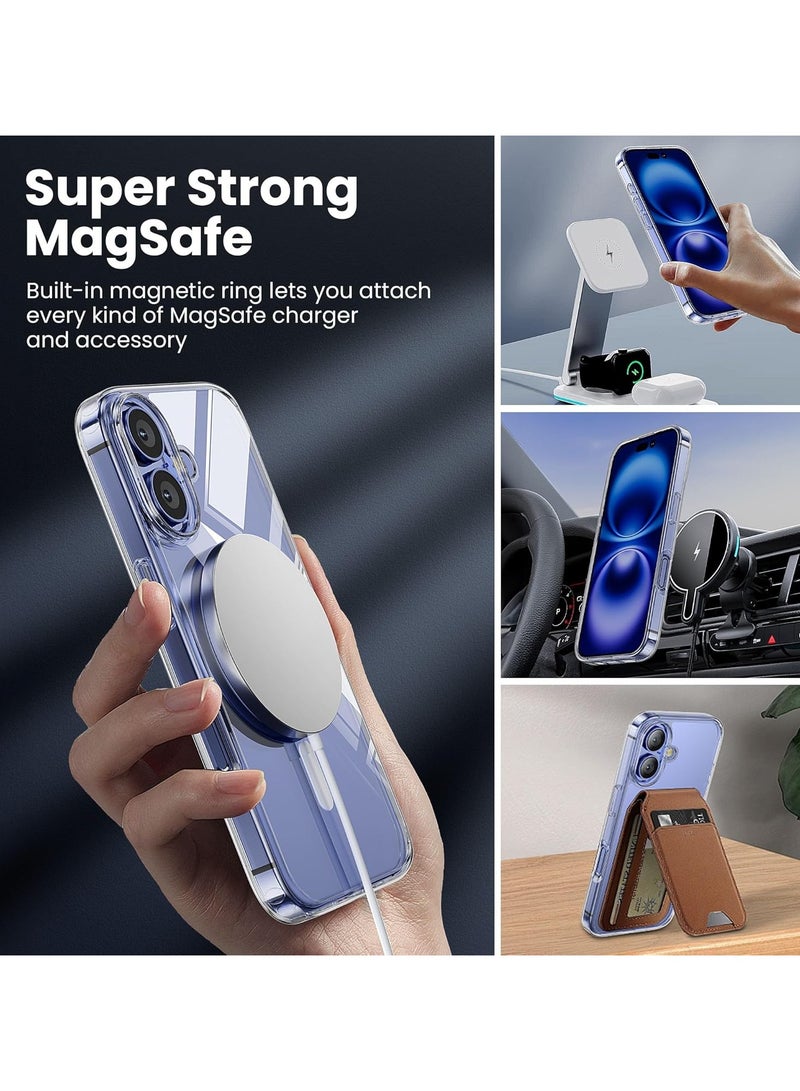 Package 3 in 1 For iPhone 16 Plus, Clear Case with Screen Protector & Lens Protector, Compatible with Magsafe, High-Grade Protection & Anti-Yellowing, Magnetic Case for iPhone 16 Plus, Transparent