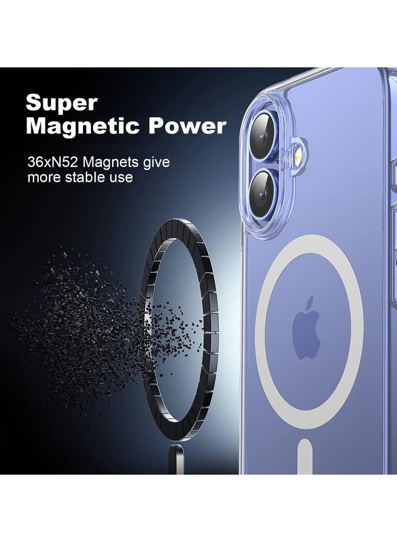 Package 3 in 1 For iPhone 16 Plus, Clear Case with Screen Protector & Lens Protector, Compatible with Magsafe, High-Grade Protection & Anti-Yellowing, Magnetic Case for iPhone 16 Plus, Transparent