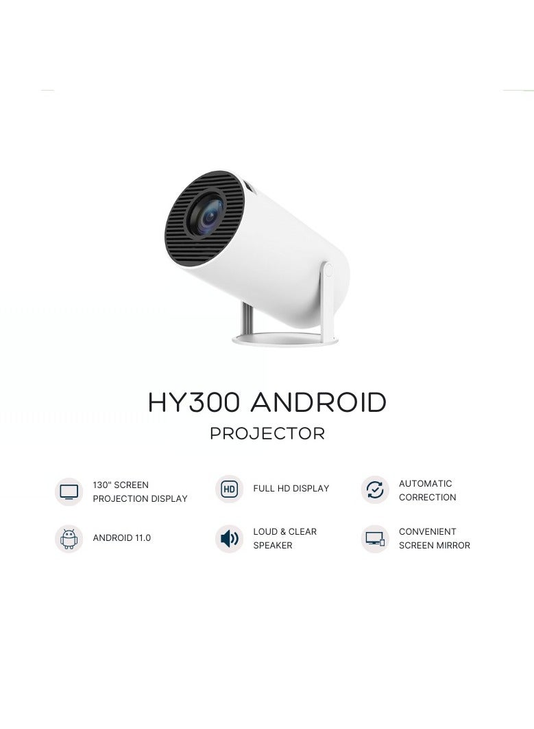 HY300 Projector Full HD 1080P Smart Compatible with 4K 8000 Lumens Android 11 Video Home Cinema  - Image 1