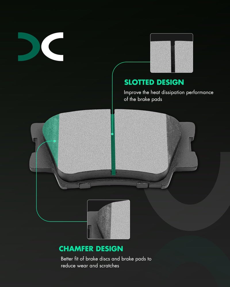 SCITOO Ceramic Front Rear Disc Brake Pad Set Fit For 2013-2018 For Lexus ES300h, 2007-2018 For Lexus ES350, 2008-2018 For Toyota Avalon, 2007-2017 For Toyota For Camry - Image 2