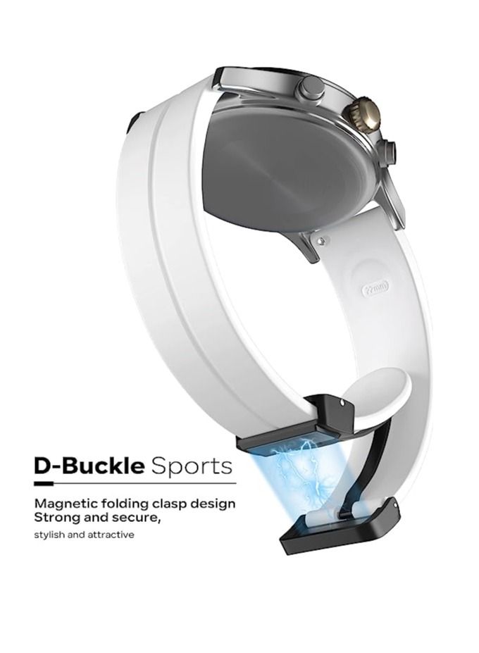حزام سليكون 20 ملم مع مشبك مغناطيسي قابل للطي لساعة Oraimo OSW16 الذكية - أبيض - Image 2