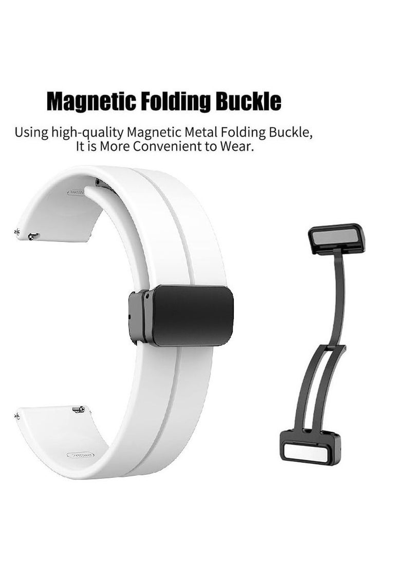 حزام سليكون 20 ملم مع مشبك مغناطيسي قابل للطي لساعة Oraimo OSW16 الذكية - أبيض - Image 3