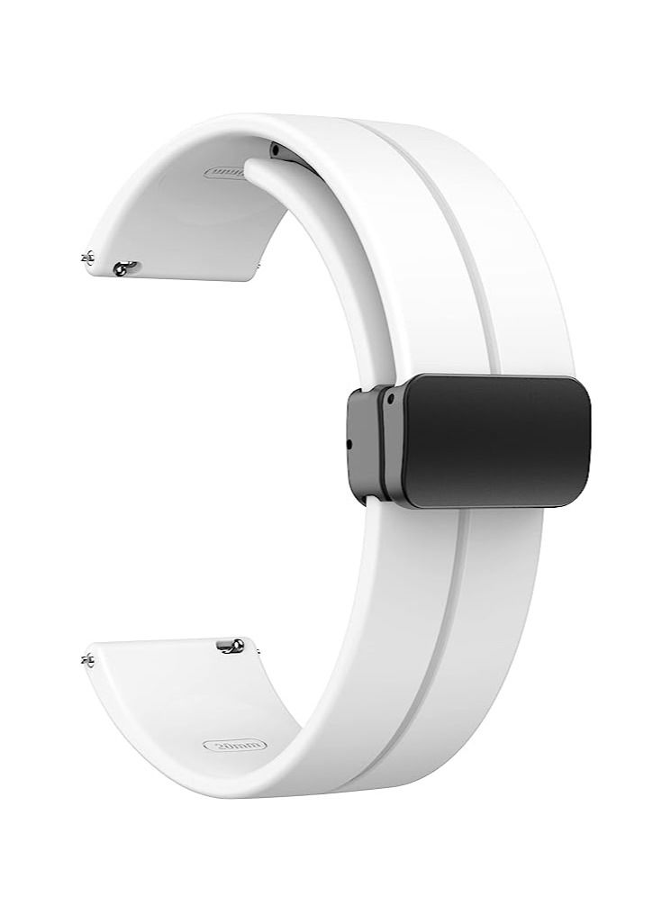 حزام سليكون 20 ملم مع مشبك مغناطيسي قابل للطي لساعة Oraimo OSW16 الذكية - أبيض - Image 1