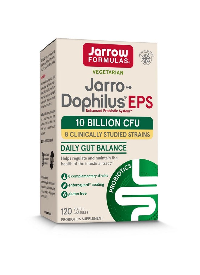 jarrow formulas - Jarrodophilus Eps Daily Gut Balance Probiotic 10 Billion Cfu 120 Veggie Caps 60 Servings 8 Clinically Studied Strains Regulate & Maintain Intestinal Tract Health - Image 1