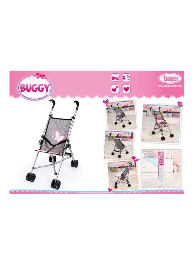Bayer Design COSY Doll Pram Black and Pink Hearts Foldable Baby Doll