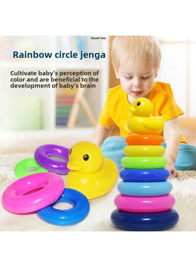 Baby Development Intelligence Rainbow Tower Ring Stacking Music Early Education 0-1-2 Years Old Baby Tumbler Toy-Color:5 Layers Of Stacking Music + Tumbler - Image 4