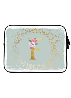 Stylizedd Laptop Sleeve Bag for Macbook 13, 14, 15, 16 inch- Custom Monogram Initial Letter Floral Pattern Alphabet - F  (Light Grey)  - Image 1