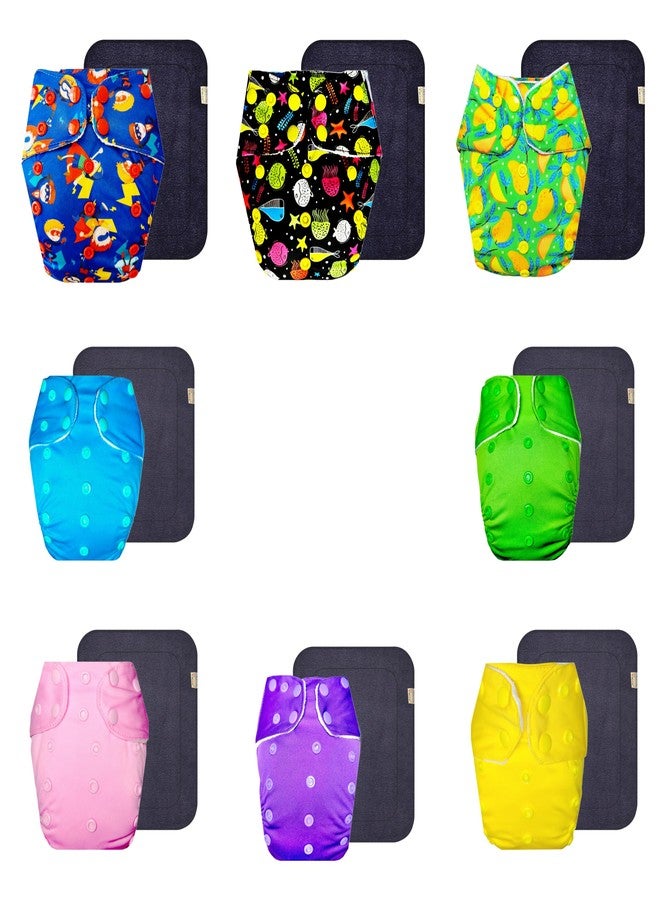 حفاضات قماشية فاخرة من دمبلدو مع حشوة سوداء (عبوة من 8 قطع) | شعور بالجفاف والراحة | مانعة للتسرب | سريعة الجفاف | مناسبة للارتداء طوال اليوم | من 3 أشهر إلى 3 سنوات | مناسبة للأطفال من الجنسين - Image 1