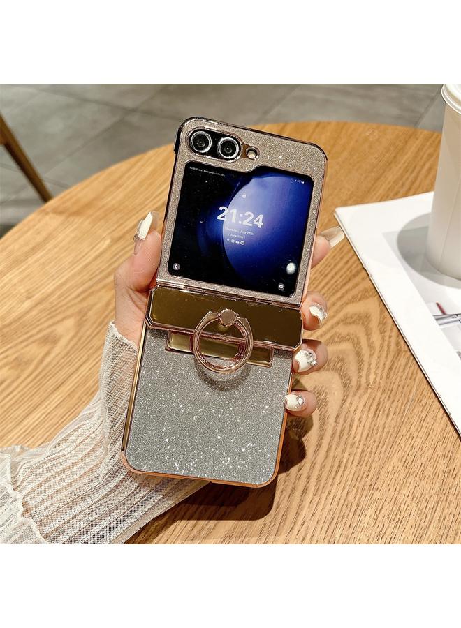 S-TOP Case For Samsung Galaxy Z Flip5 5G Electroplated PC Starry Sky Glitter Shockproof Phone Case with Ring - Image 1